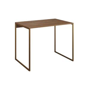 Escrivaninha Industrial Base Ferro Dourado Tampo Mdp Amêndoa 90x50