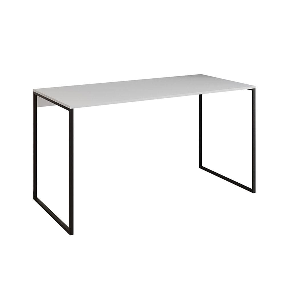 Escrivaninha Industrial Base Base Ferro Preto Tampo Mdp Branco 120x60