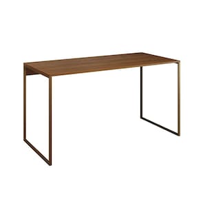Escrivaninha Industrial Base Ferro Dourado Tampo Mdp Amêndoa 120x60