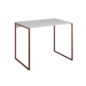 Escrivaninha Industrial Base Ferro Cobre Tampo Mdp Branco 90x50