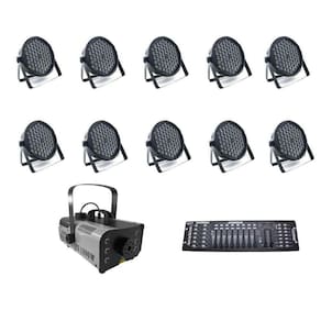 Kit 10 Par Leds + Máquina De Fumaça 1200W + Mesa Dmx 512