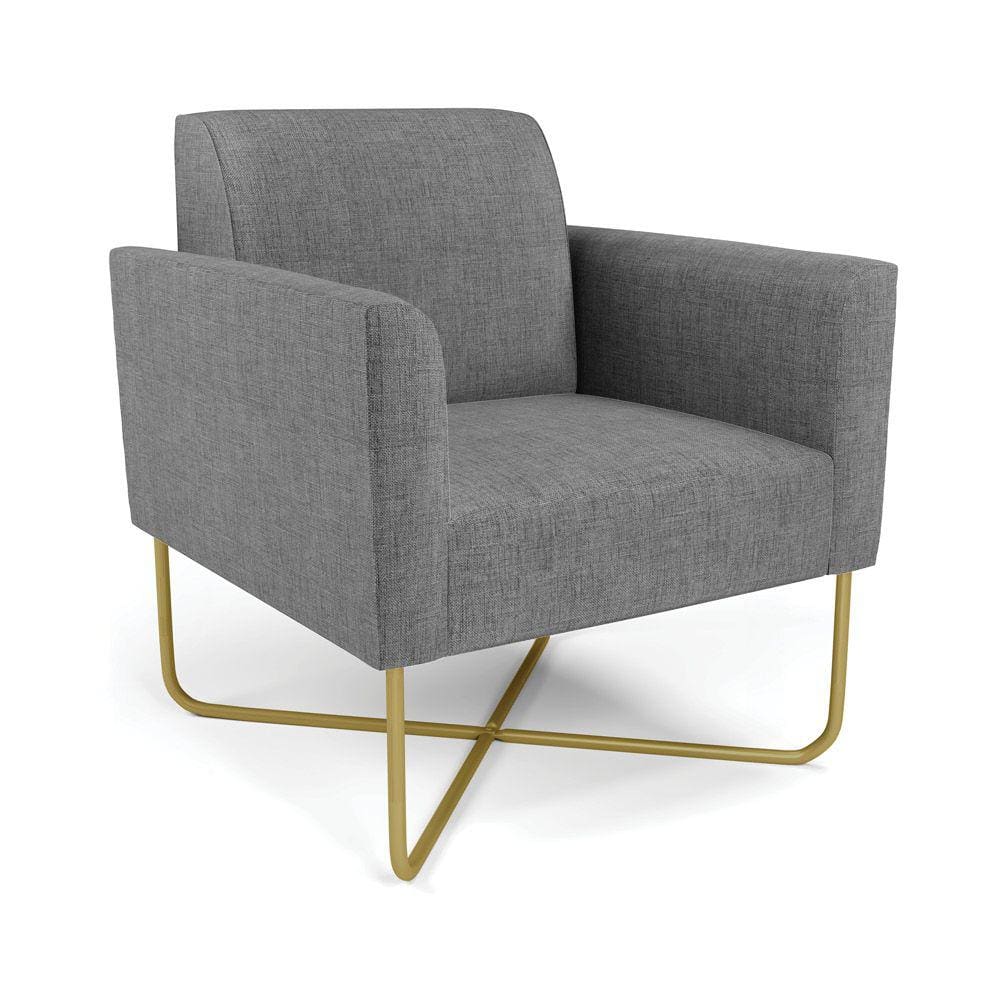 Poltrona Base X Industrial Dourado Marisa Linho Grafite A26 D03 - D`Rossi