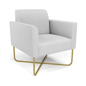 Poltrona Base X Industrial Dourado Marisa Linho Cinza A05 D03 - D`Rossi