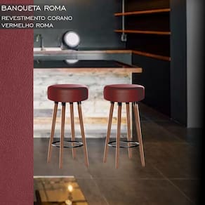 Banqueta Alta Berlim Pés Palito Estofada Kit 3 Peças Romã