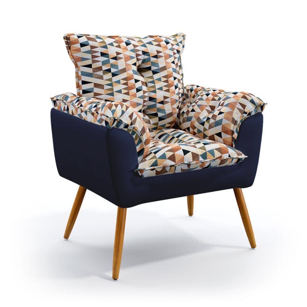 Poltrona Beta F-014 Sued Estampado Bege com Sued Aradecor