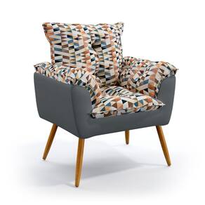 Poltrona Beta F-014 Sued Estampado Bege com Sued Aradecor
