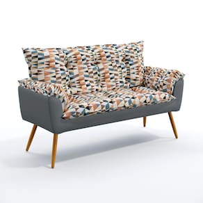 Poltrona Opala Namoradeira F-014 Sued Estampado Bege com Sued Aradecor