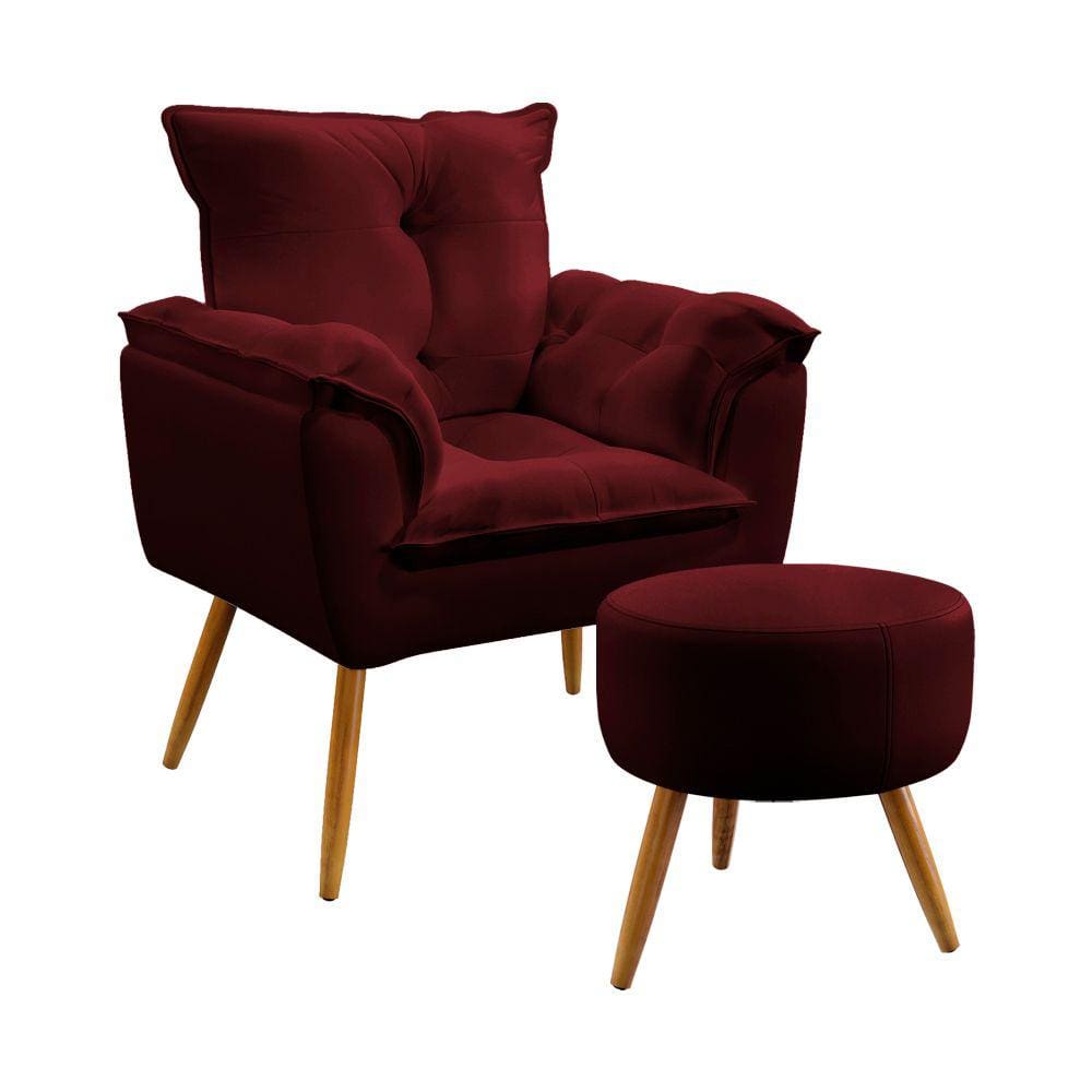 Kit Poltrona Beta e Puff Solar Veludo Aradecor