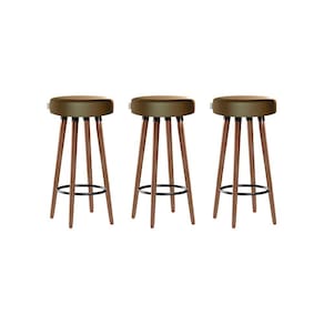 Kit 3 Banquetas Moderna Alta Roma Slim Camel 70cm