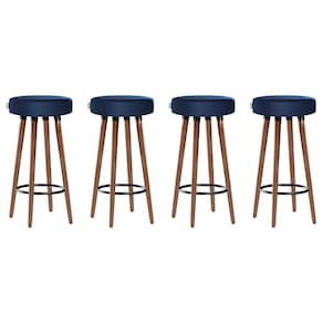 Kit 4 Banquetas Moderna Alta Roma Slim Azul 70cm
