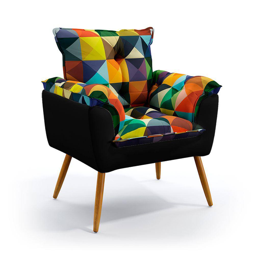 Poltrona Beta F-015 Sued Estampado Colorido com Sued Aradecor