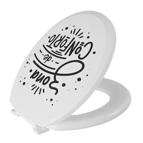 Assento Sanitário Oval Almofadado Decorado Frase "Zona de Conforto" Astra Branco