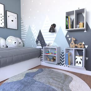 Conjunto 3 Nichos Prateleira para Quarto Infantil Bramov Móveis Cinza Cristal