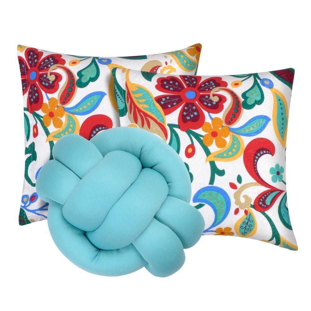 2 Almofadas Decorativas Cheias Sala Sofá + Almofada Nó Azul