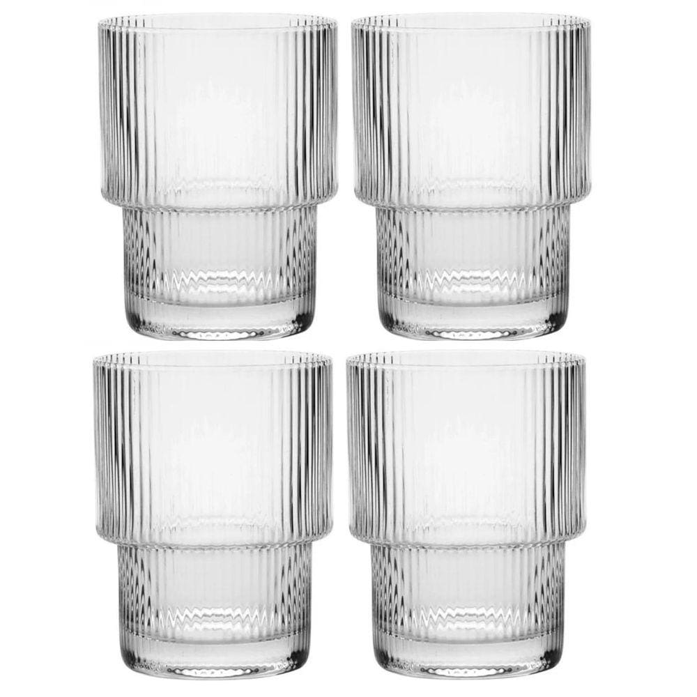 Jogo com 4 Copos de Vidro para Bebidas Chá Drinks 200ml