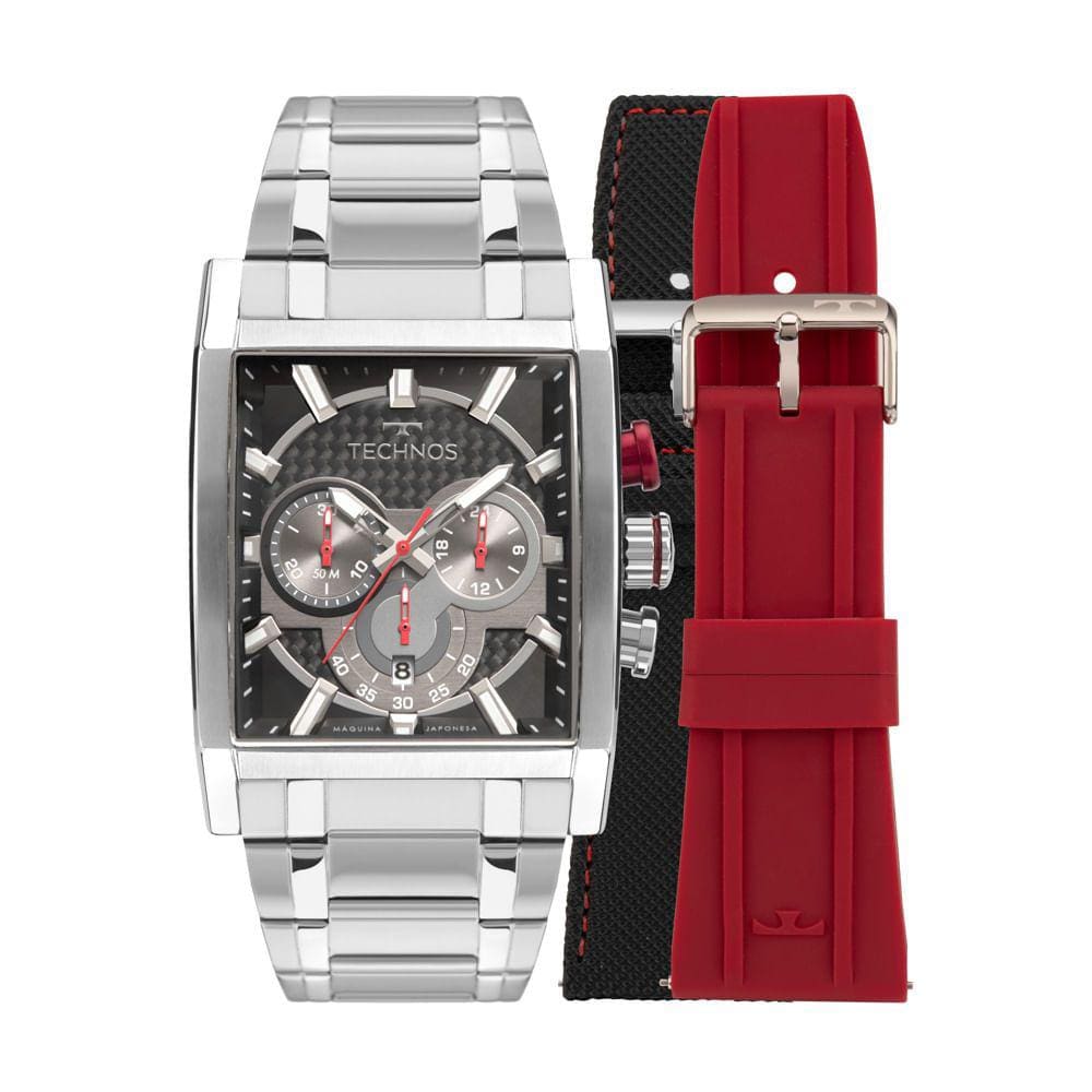 Relógio TECHNOS masculino Ts Carbon Prata JS25BBJ/T1P