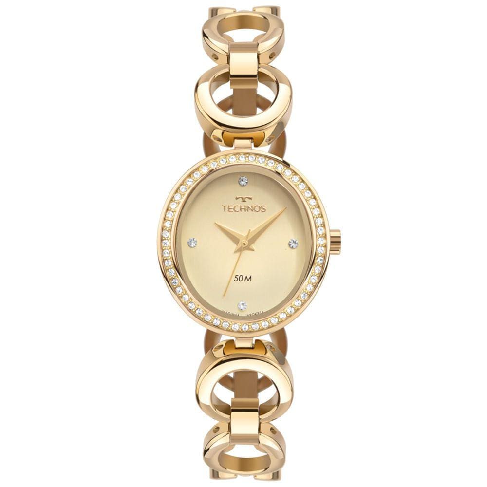 Relógio TECHNOS feminino analógico oval dourado 2035MYP/1X