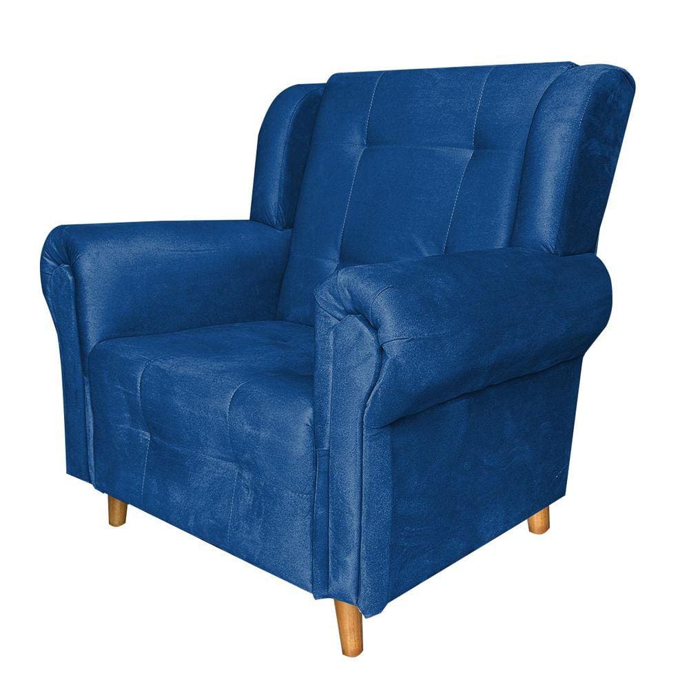 Poltrona Decorativa Bruna Suede Marinho