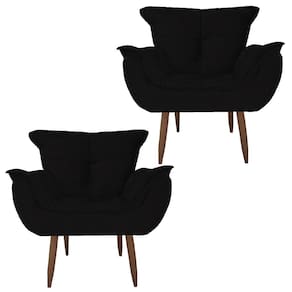 Kit 2 Poltronas Opala Decorativa Amamentação Sala Quarto Escritorio Preto