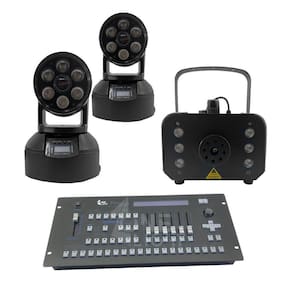 Kit 2 Mini Moving + Máquina De Fumaça 1200W + Mesa Pilot
