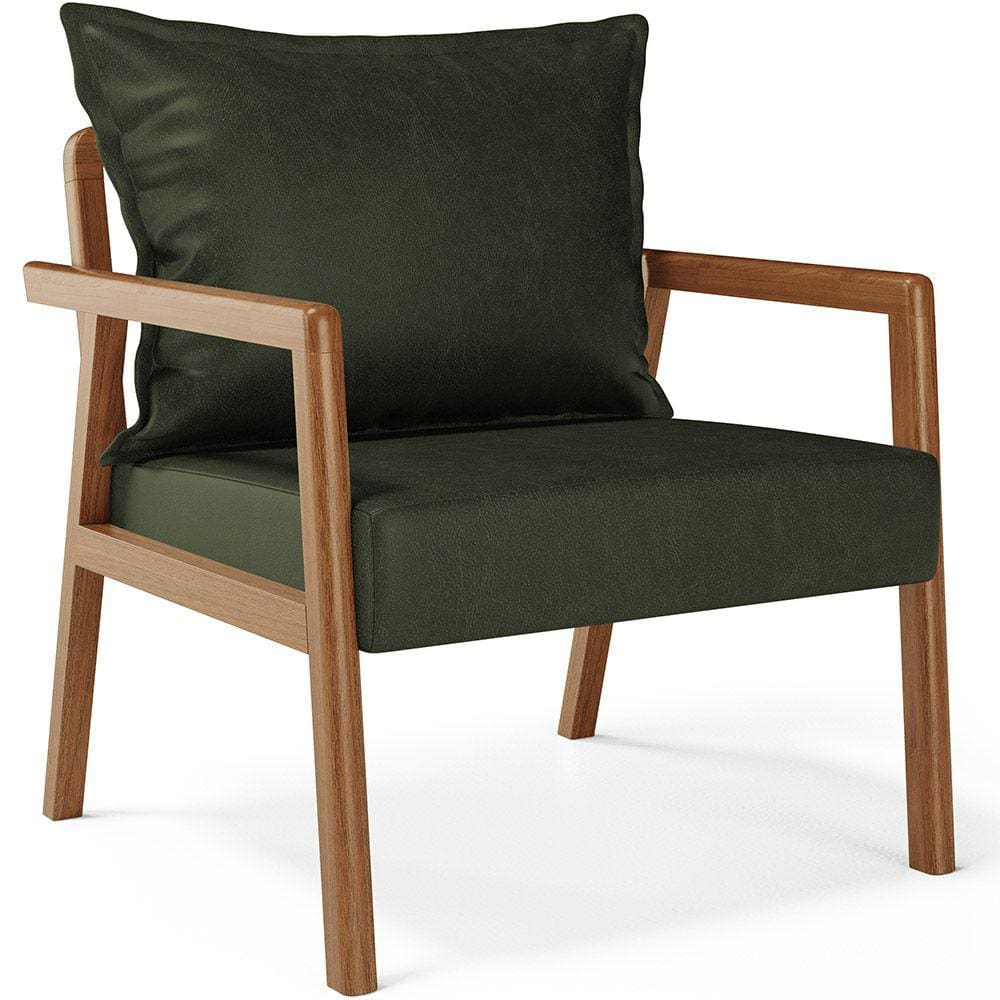 Poltrona Decorativa Para Sala de Estar e Living Alícia B04 Couríssimo Verde Musgo - Lyam Decor