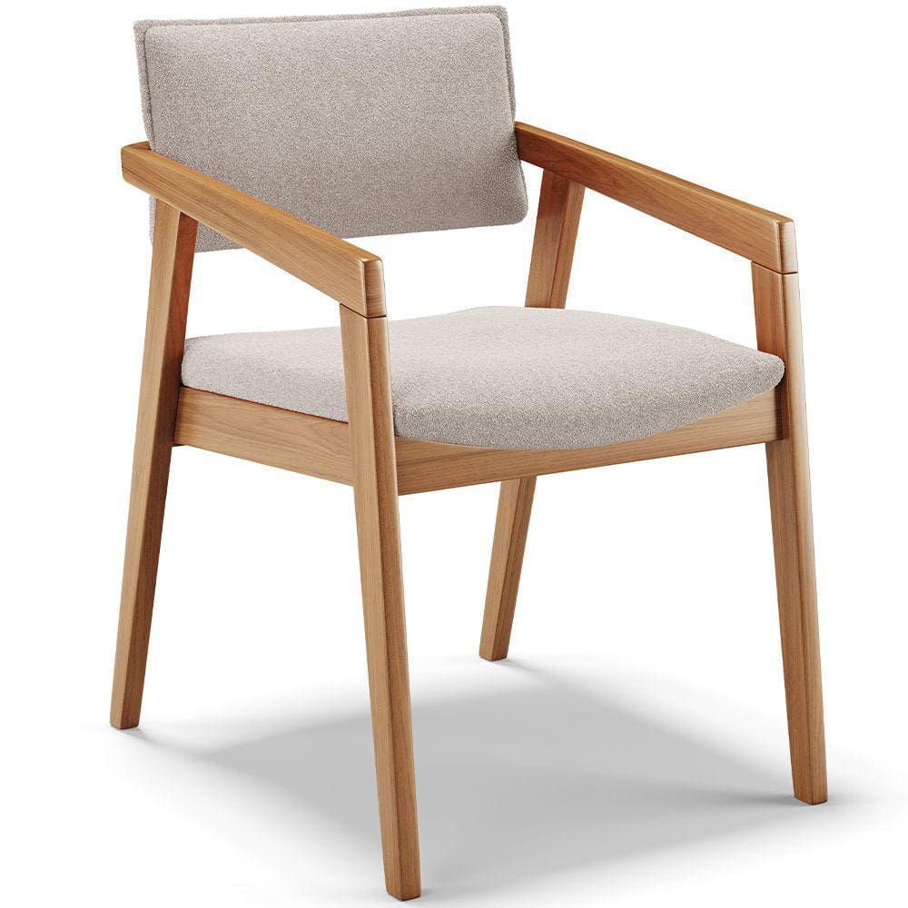 Cadeira Para Sala de Jantar Estar Living Giorgia B04 Bouclê Creme - Lyam Decor