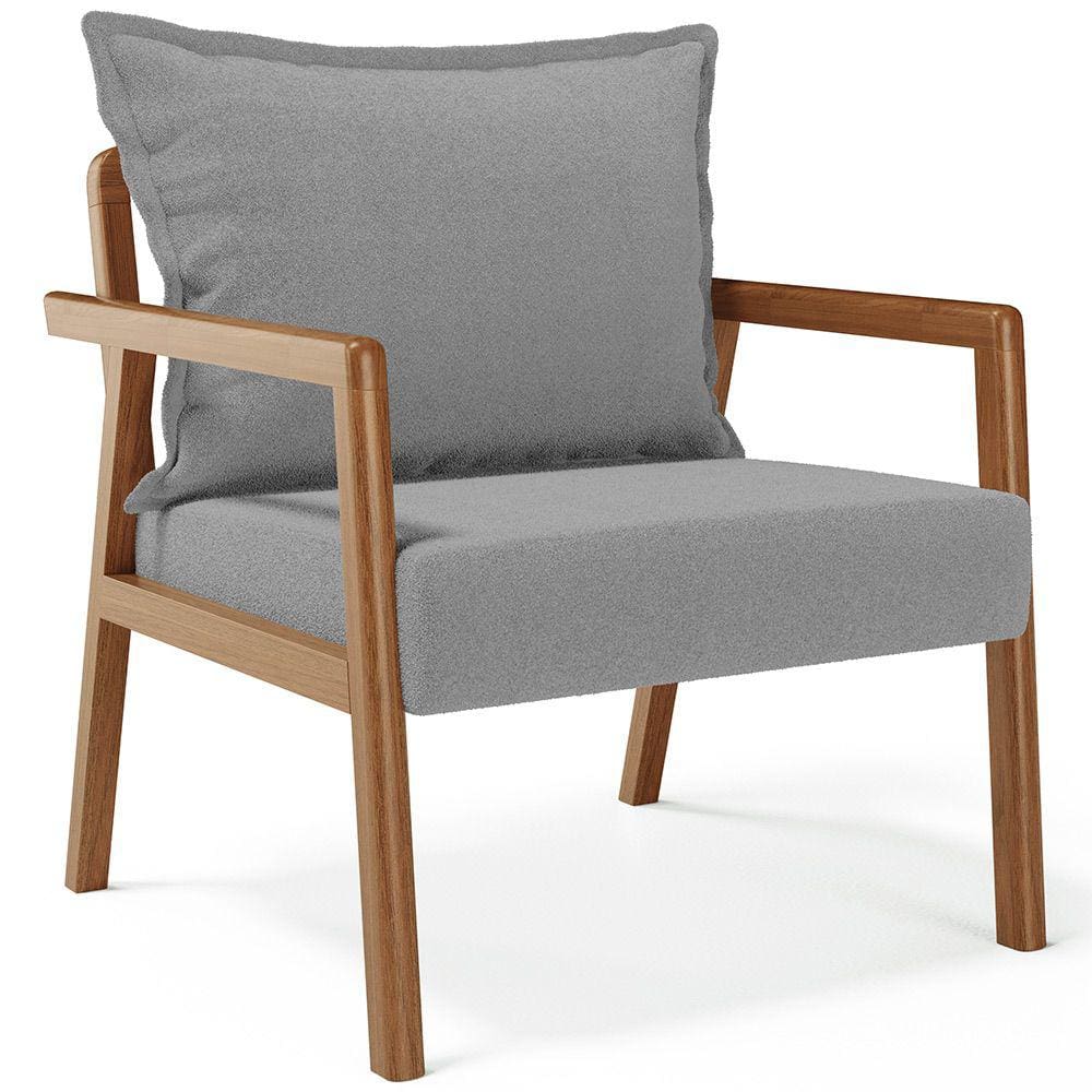 Poltrona Decorativa Para Sala de Estar e Living Alícia B04 Bouclê Cinza - Lyam Decor