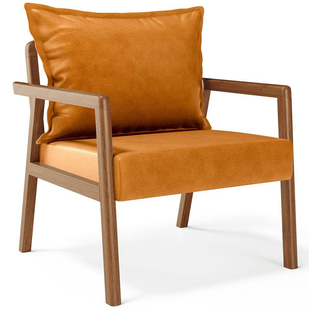 Poltrona Decorativa Para Sala de Estar e Living Alícia B04 Couríssimo Whisky - Lyam Decor