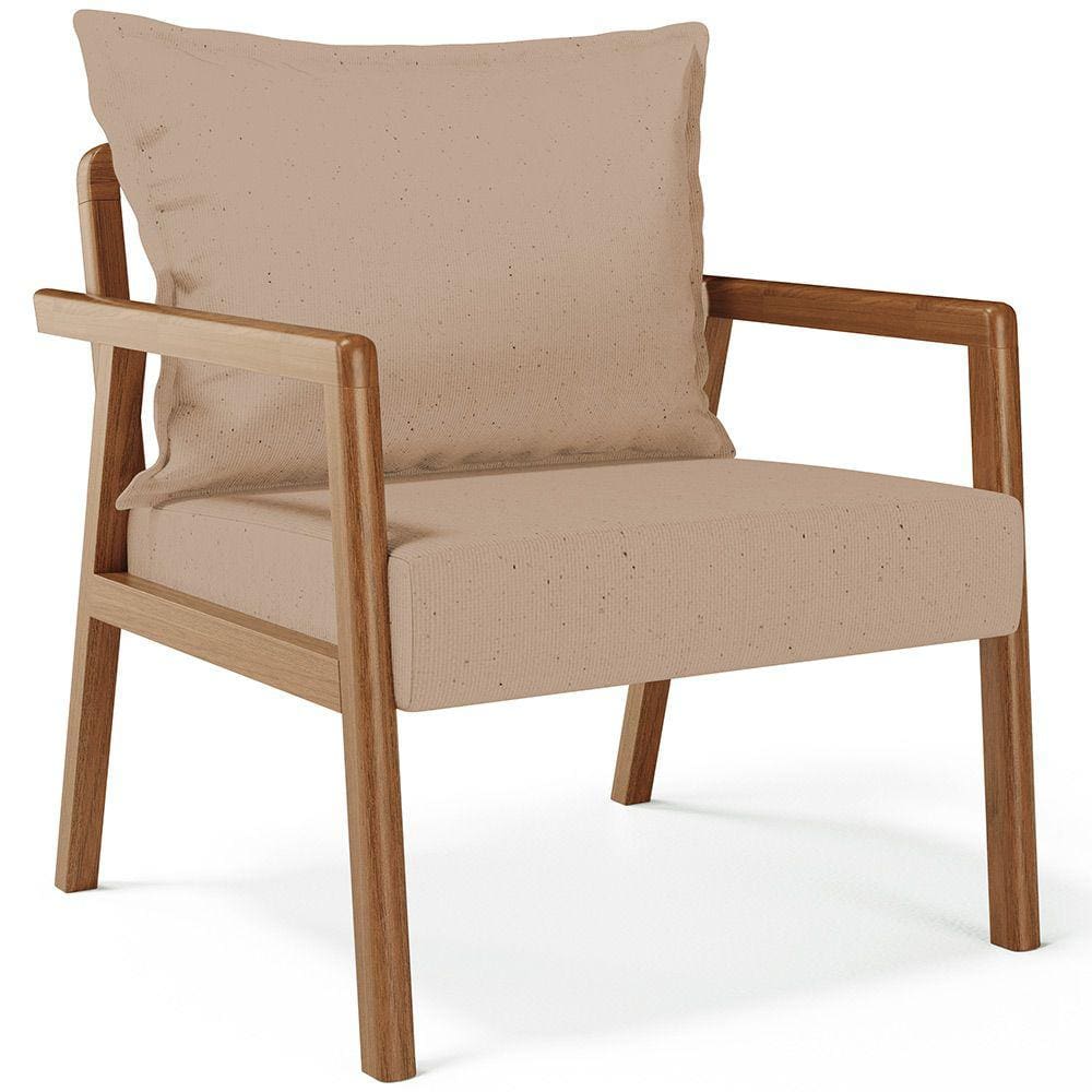 Poltrona Decorativa Para Sala de Estar e Living Alícia B04 Linho Bege Escuro - Lyam Decor