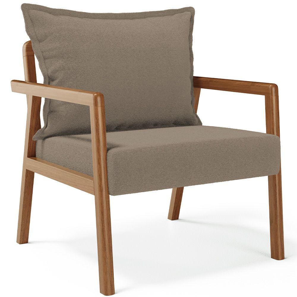 Poltrona Decorativa Para Sala de Estar e Living Alícia B04 Bouclê Bege - Lyam Decor