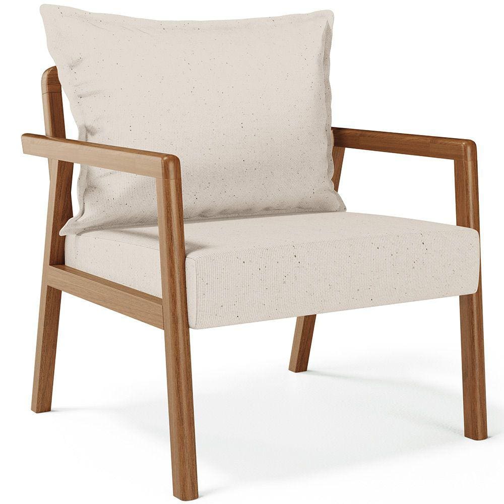 Poltrona Decorativa Para Sala de Estar e Living Alícia B04 Linho Cru - Lyam Decor