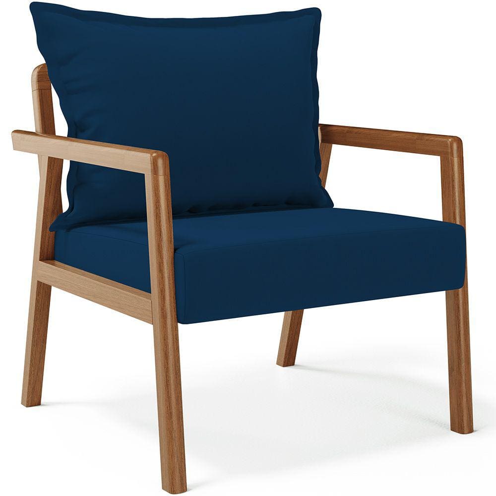 Poltrona Decorativa Para Sala de Estar e Living Alícia B04 Suede Azul Marinho - Lyam Decor