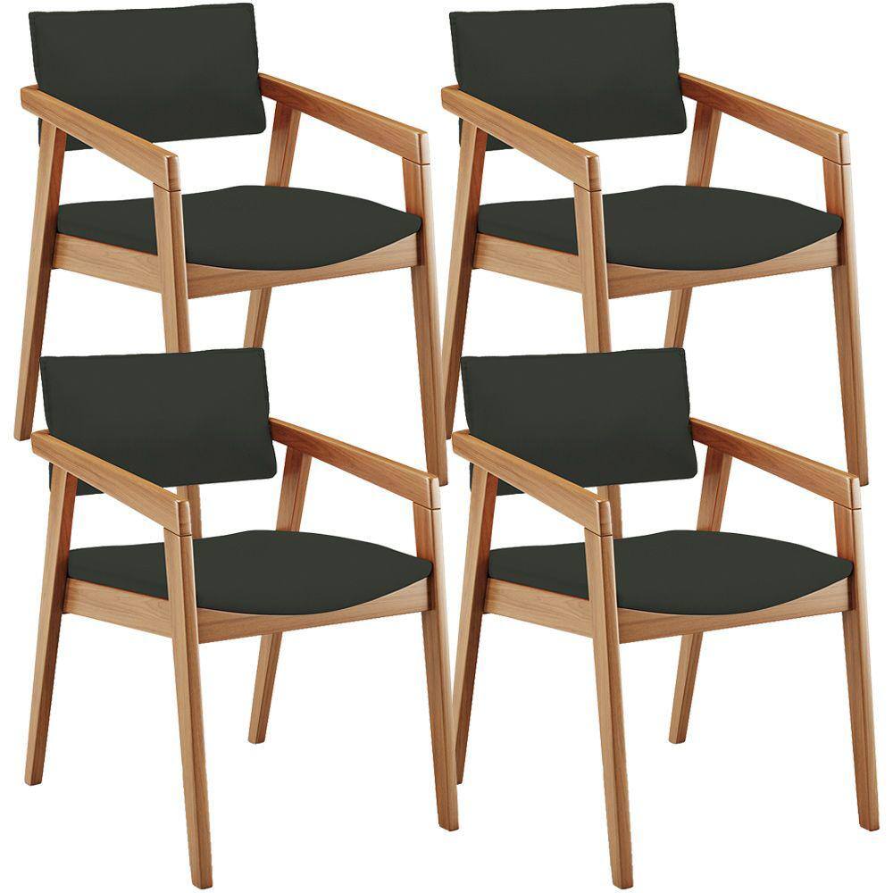 Kit 04 Cadeiras Para Sala de Jantar Estar Living Giorgia B04 Linho Verde Musgo - Lyam Decor