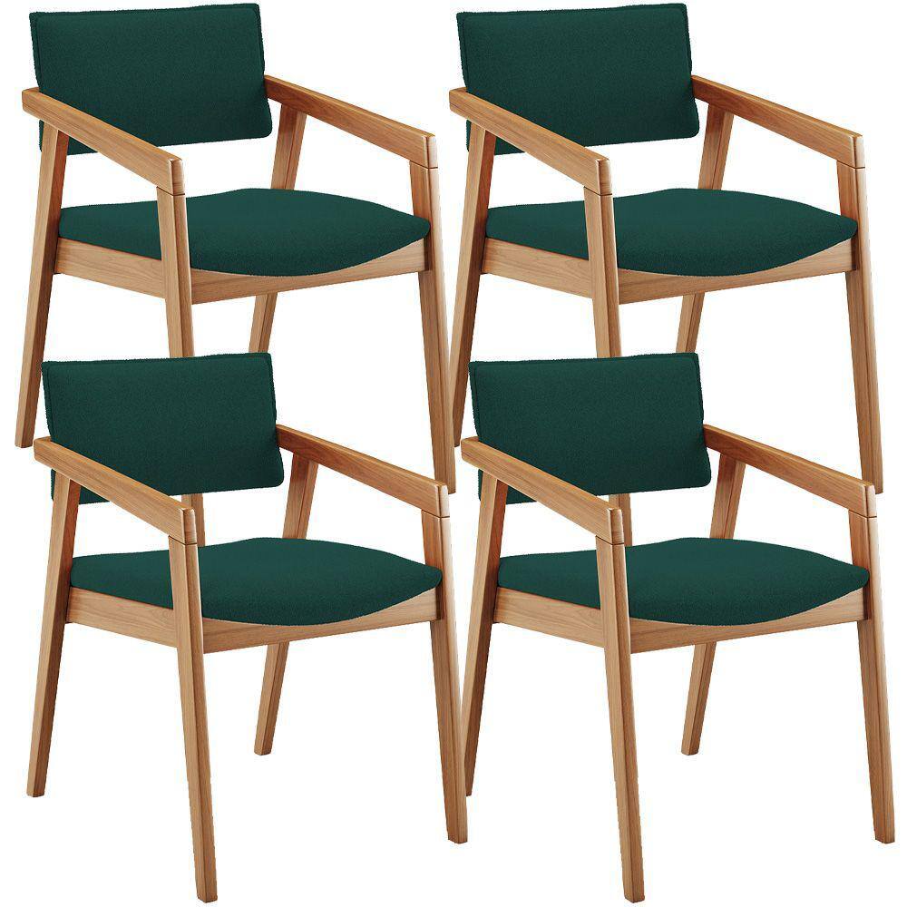 Kit 04 Cadeiras Para Sala de Jantar Estar Living Giorgia B04 Bouclê Verde - Lyam Decor