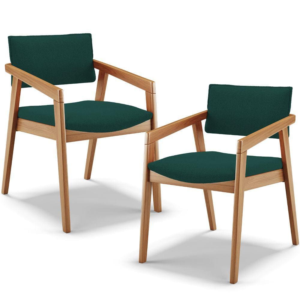 Kit 02 Cadeiras Para Sala de Jantar Estar Living Giorgia B04 Bouclê Verde - Lyam Decor