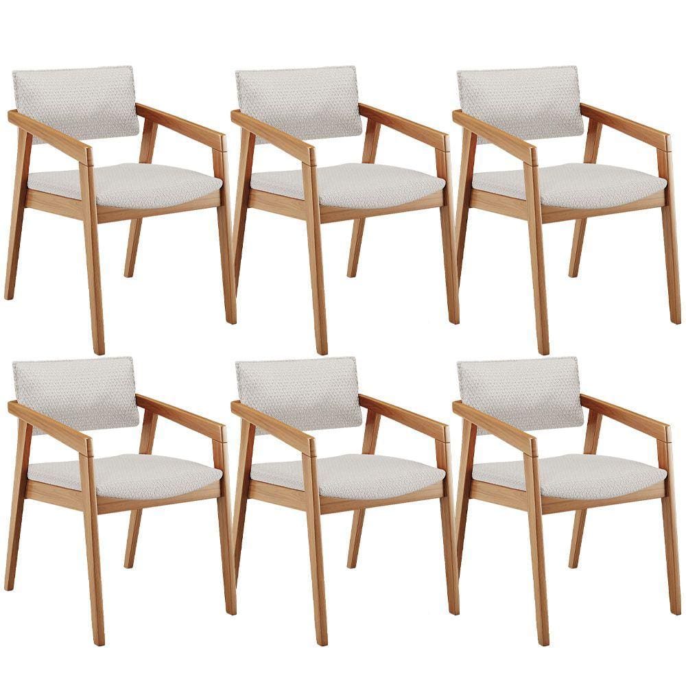 Kit 06 Cadeiras Para Sala de Jantar Estar Living Giorgia B04 Bouclê Cru - Lyam Decor