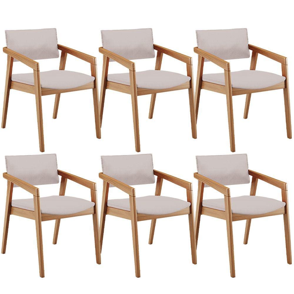 Kit 06 Cadeiras Para Sala de Jantar Estar Living Giorgia B04 Linho Bege - Lyam Decor