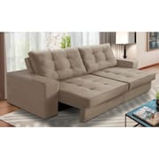 Sofá Retrátil e Reclinável 3 lugares 2,50m com Molas Marcela Suede Cappuccino Adonai Estofados