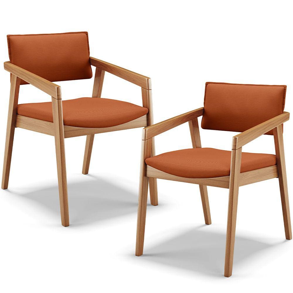 Kit 02 Cadeiras Para Sala de Jantar Estar Living Giorgia B04 Tecido Terracota - Lyam Decor