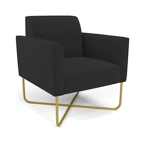 Poltrona Base X Industrial Dourado Marisa Veludo Preto D03 - D`Rossi