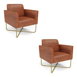 Kit 2 Poltronas Base X Industrial Dourado Marisa Corano Nozes D03 - D`Rossi