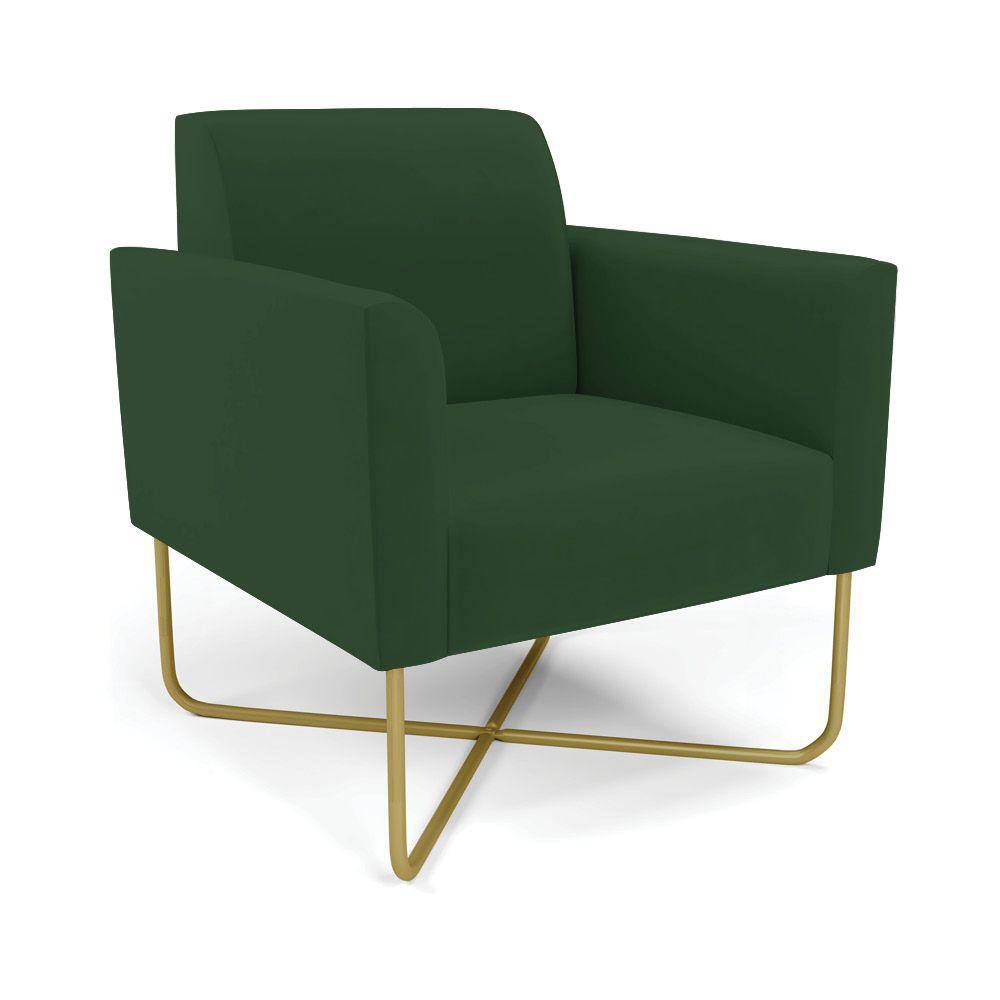 Poltrona Base X Industrial Dourado Marisa Veludo D03 - D`Rossi
