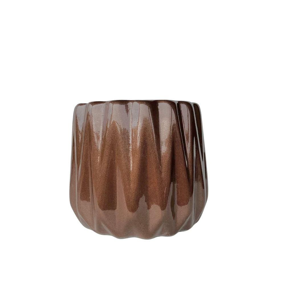 Vaso centro de mesa cobre médio moderno cerâmico alto relevo