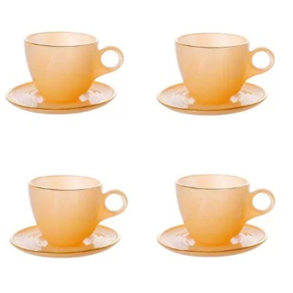 Jogo 4 Xícaras Café Com Pires Cristal Matte 170ml Hauskraft