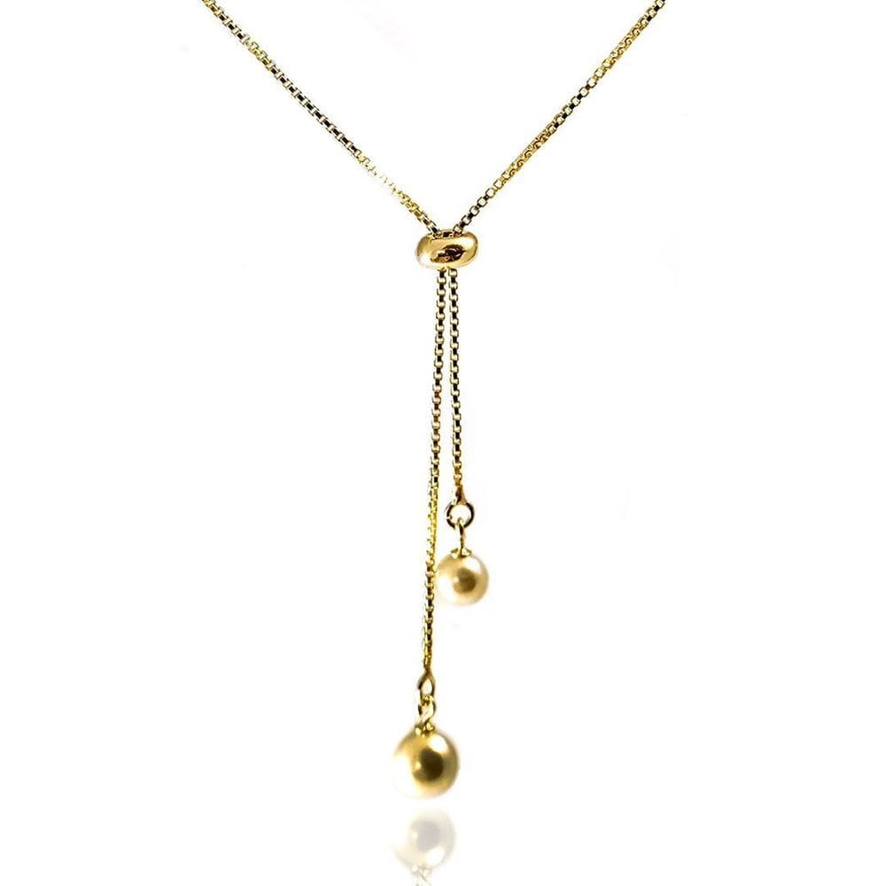 Colar Gravata Bola Banhada A Ouro 18K