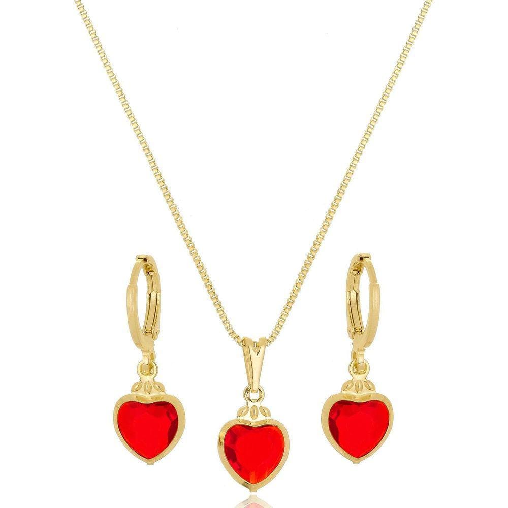 Conjunto Coração Banhado A Ouro 18K
