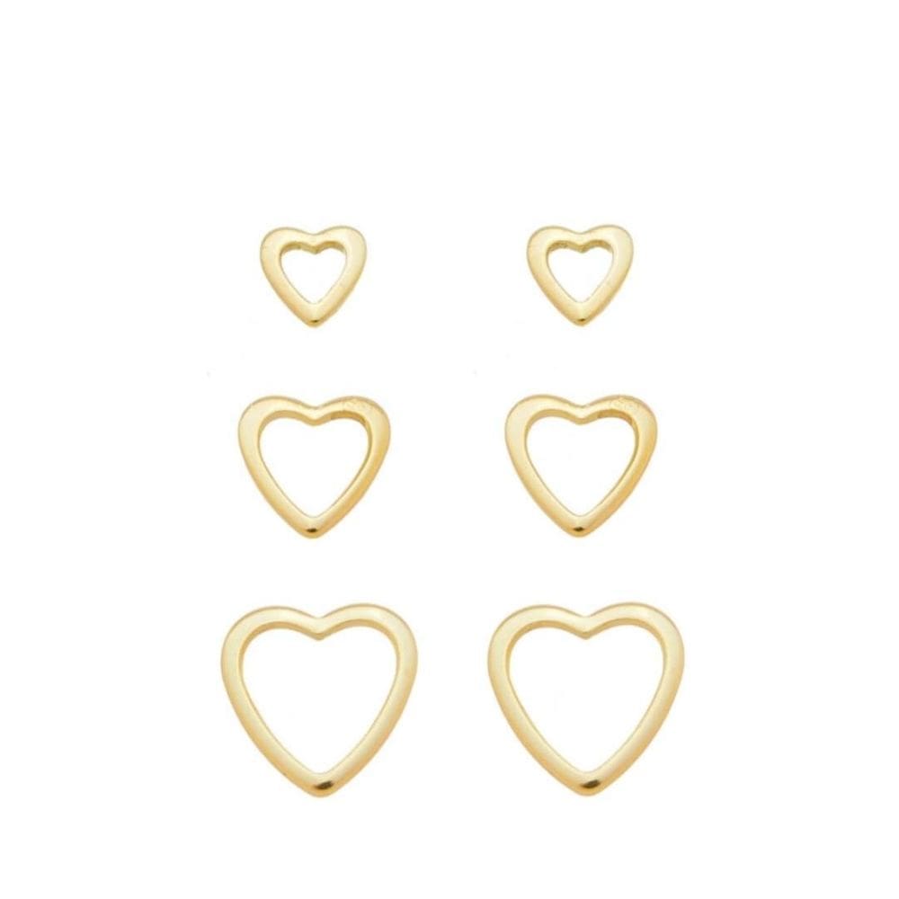 Brinco Trio De Corações Banhado A Ouro 18K