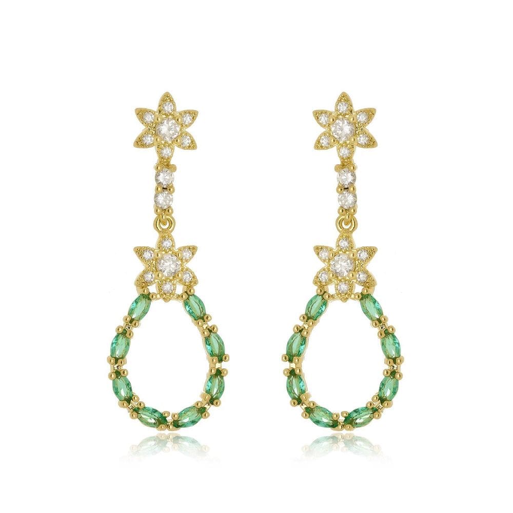 Brinco Gota Zircônia Banhado A Ouro 18K