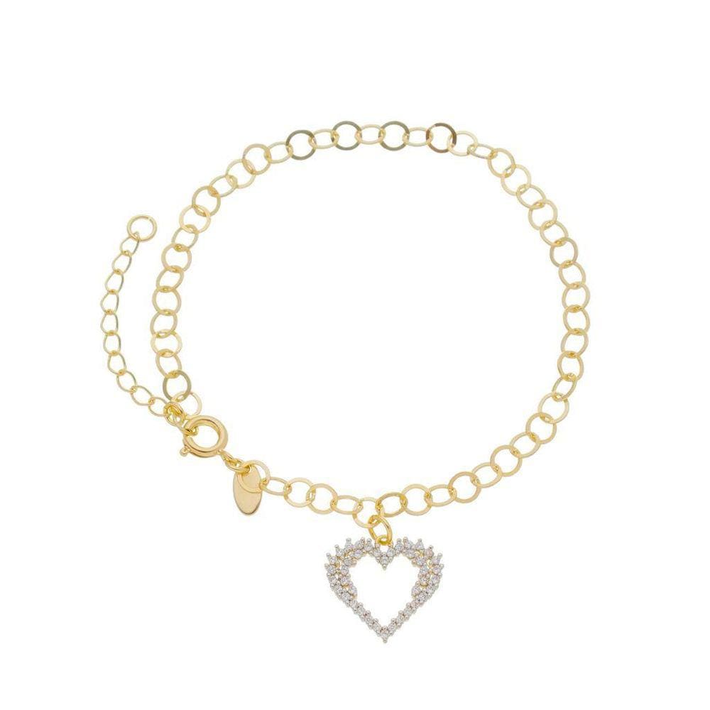 Pulseira Com Coração Banhada A Ouro 18K