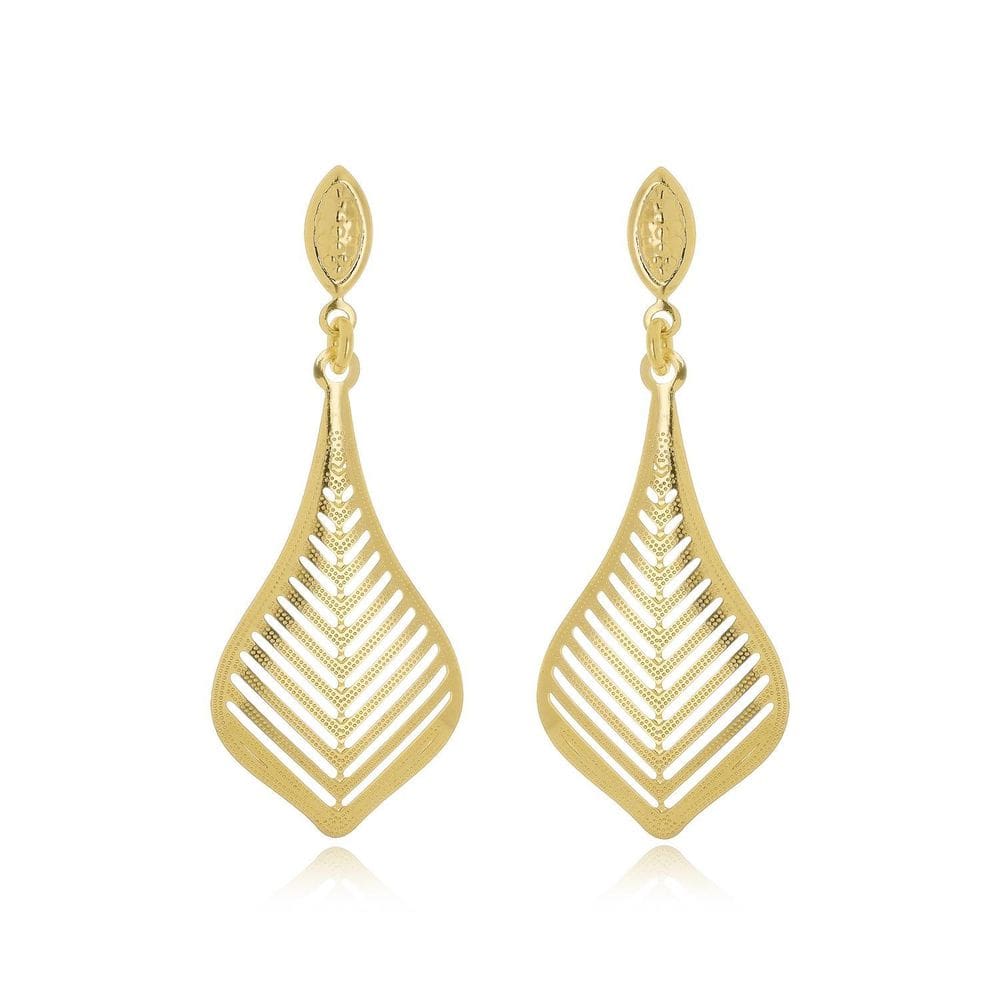 Brinco Folha Banhado A Ouro 18K